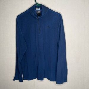Vintage The North Face Mens Size L Blue Knit 1/2 Zip Mockneck Sweater